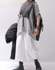 【studio b3】 UNSEX COATED LINEN＆BAMBOO BOX SARROUEL PANTS NB2123_WHITE