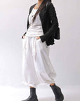【studio b3】 UNSEX COATED LINEN＆BAMBOO BOX SARROUEL PANTS NB2123_WHITE