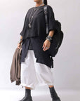 【studio b3】 UNSEX COATED LINEN＆BAMBOO BOX SARROUEL PANTS NB2123_WHITE