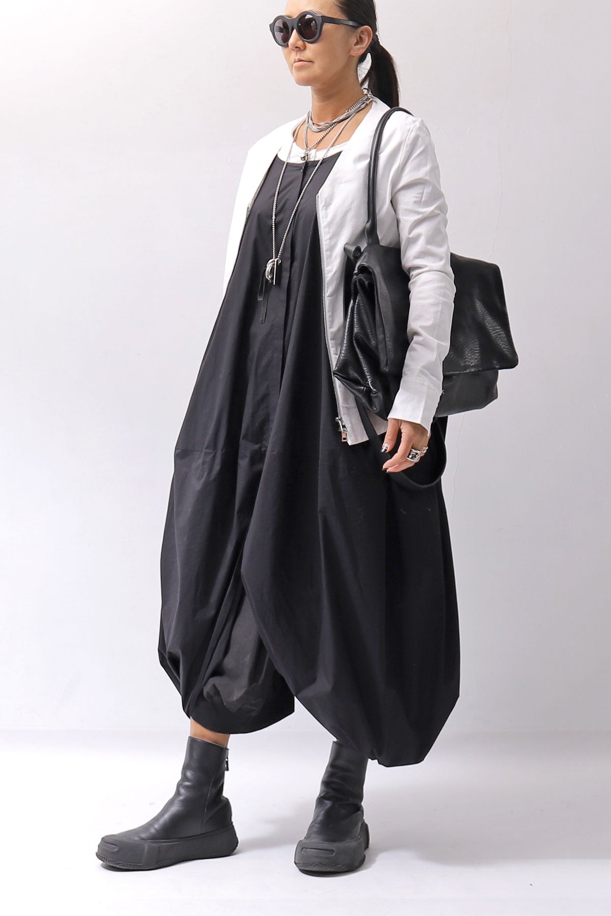 【studio b3】 UNSEX COATED LINEN＆BAMBOO BOX SARROUEL PANTS NB2123_WHITE