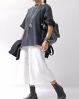 【NOSTRASANTISSIMA】 ASYMMETRY SWEAT COTTON WIDE TOPS FM139_BLACK