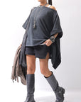 【NOSTRASANTISSIMA】 ASYMMETRY SWEAT COTTON WIDE TOPS FM139_BLACK