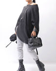 【RUNDHOLZ】 UNISEX OVER SIZED PAPER COTTON TOP _BLACK