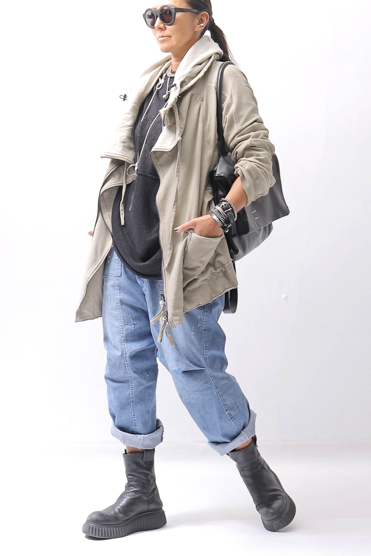 【RUNDHOLZ】 UNISEX OVER SIZED PAPER COTTON TOP _BLACK