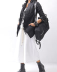 【RUNDHOLZ】 GRUNGE COTTON LACE & STRETCH JACKET _BLACK GLOSS