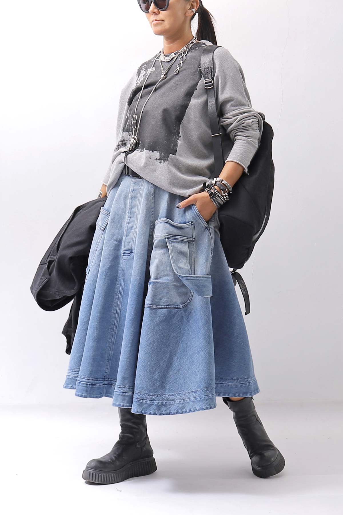 【RUNDHOLZ】 BIG POCKETS DENIM SKIRT _INDIGO STONEWASH