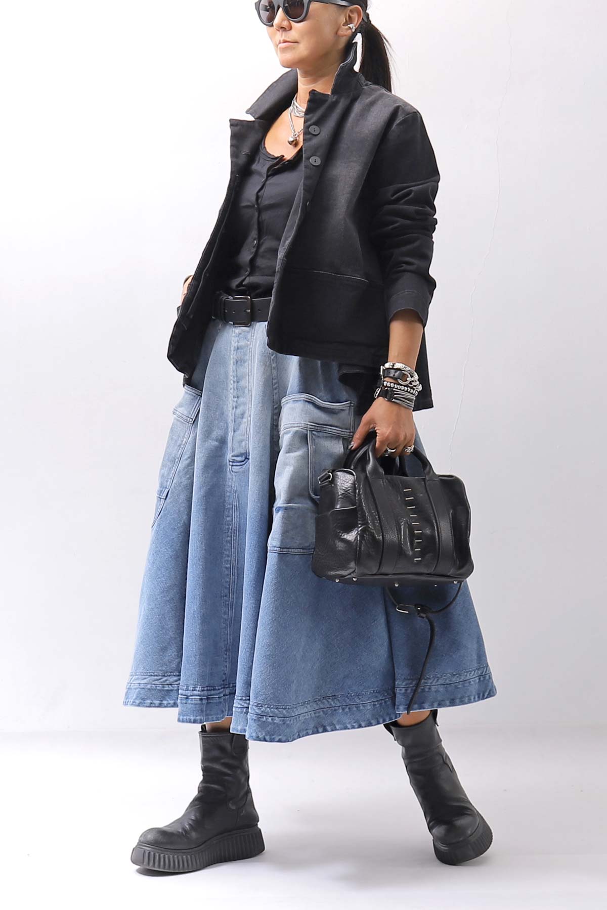 【RUNDHOLZ】 BIG POCKETS DENIM SKIRT _INDIGO STONEWASH