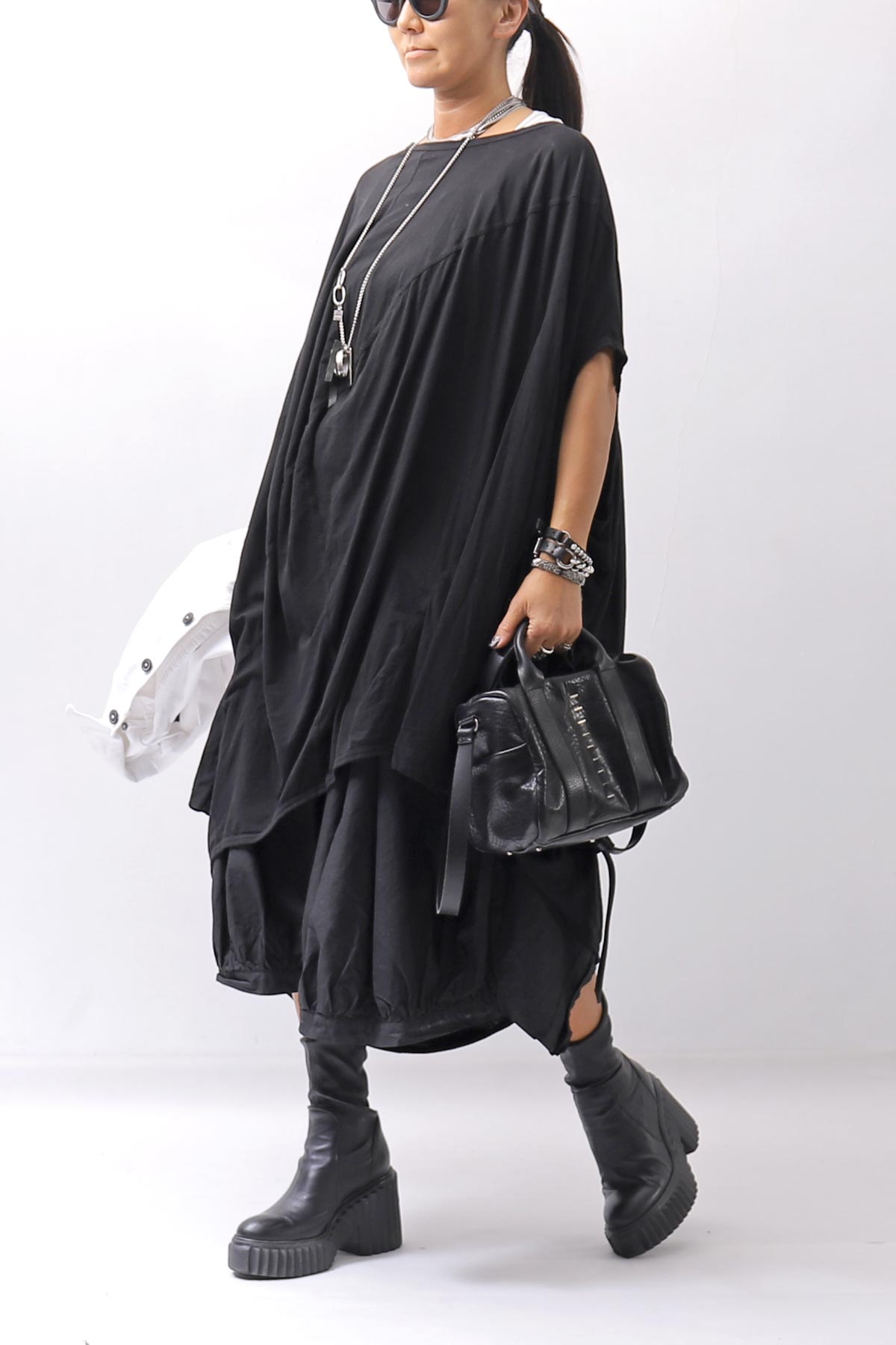 【RUNDHOLZ】 UNISEX BACK FLAP BALOON SARROUEL PANTS _BLACK GLOSS