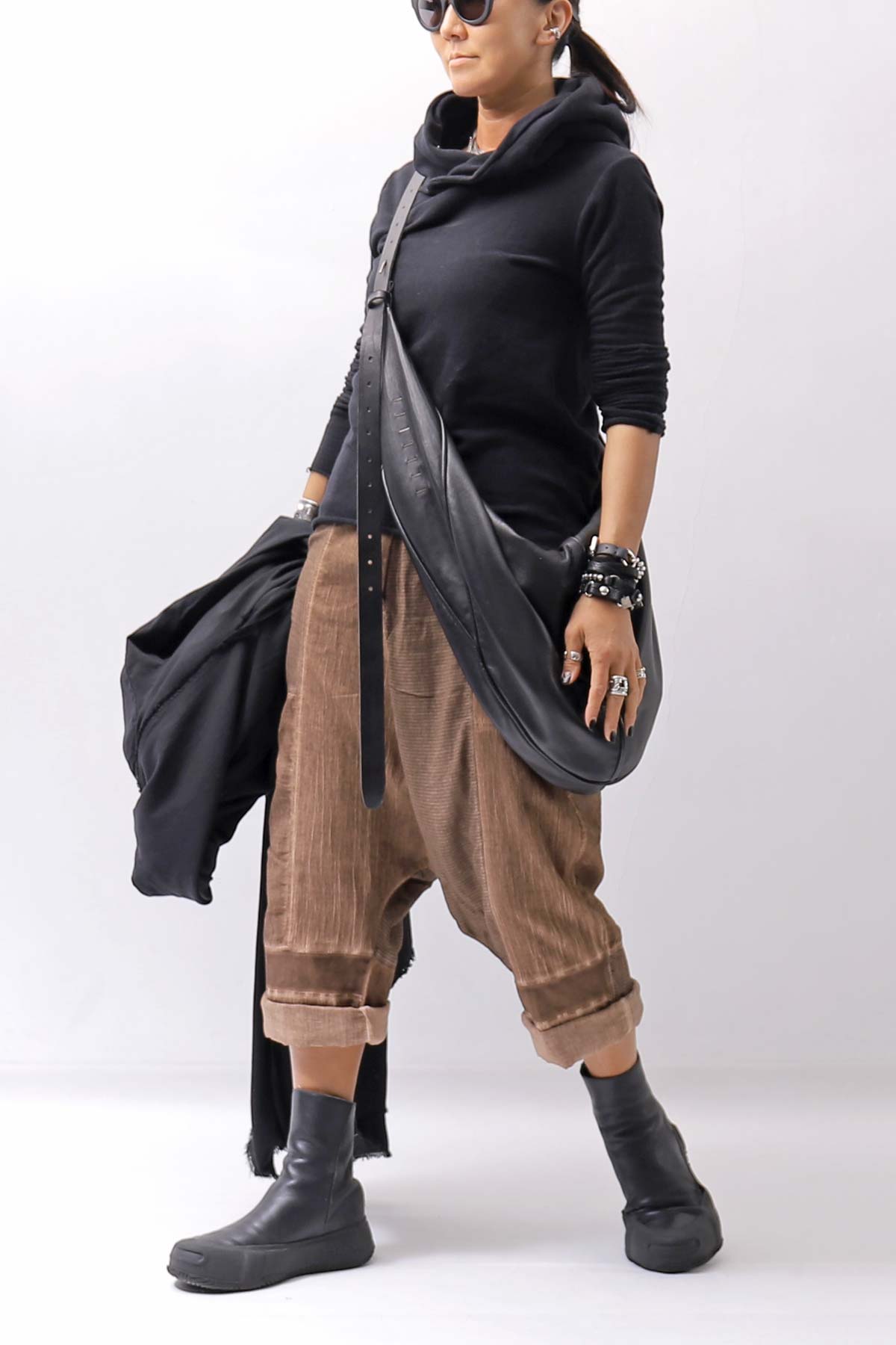 【studio b3】 UNISEX MIX MATERIAL PATCHED SARROUEL PANTS NB2106_COPPER OLD DYE