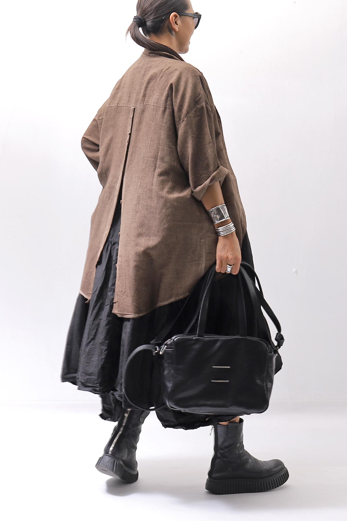 【studio b3】 OVERSIZED BACK BUTTON SHIRT TOP NB2070_COPPER OLD DYE