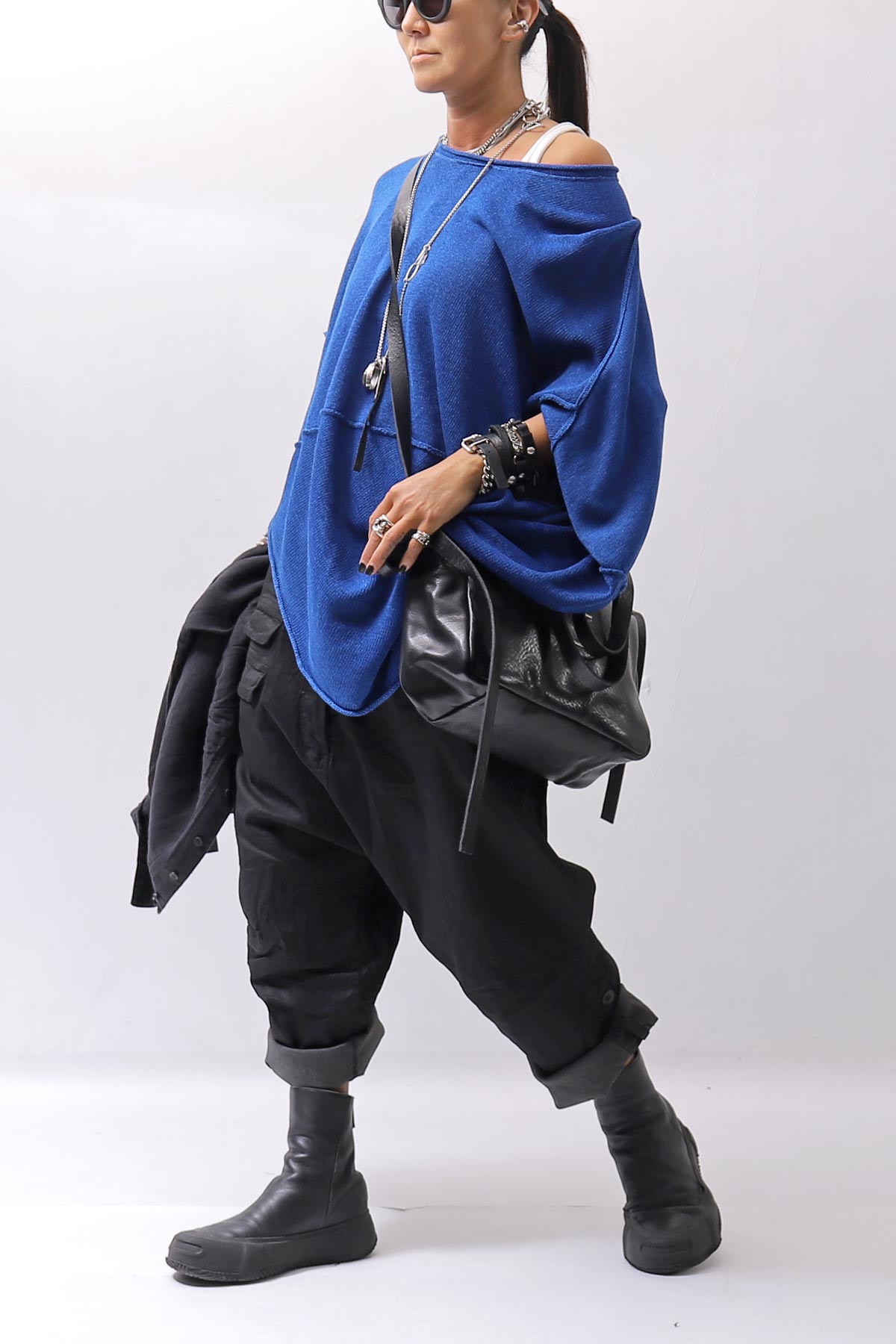 【RUNDHOLZ】 UNISEX STRETCH COTTON GLOSS SARRUEL PANTS _BLACK GLOSS