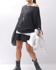 【NOSTRASANTISSIMA】 OVERSIZED VISCOSE&SILK TOP M03_BLACK
