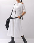 【NOSTRASANTISSIMA】 OVERSIZED VISCOSE&SILK TOP M03_WHITE
