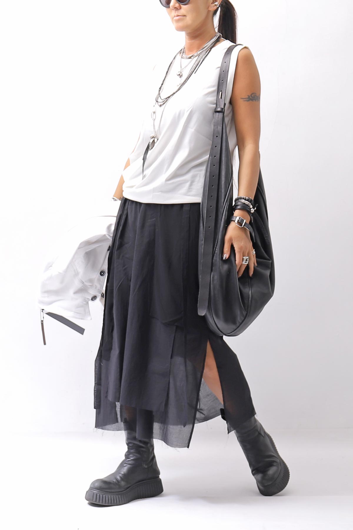 【studio b3】 ASYMMETRY LAYERED SKIRT MLB950_BLACK