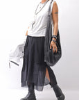 【NOSTRASANTISSIMA】 SIDE TACK SLEEVE-LESS TOP TS02_WHITE