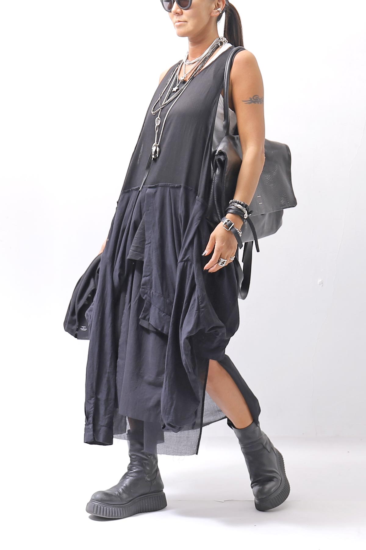 【studio b3】 ASYMMETRY LAYERED SKIRT MLB950_BLACK