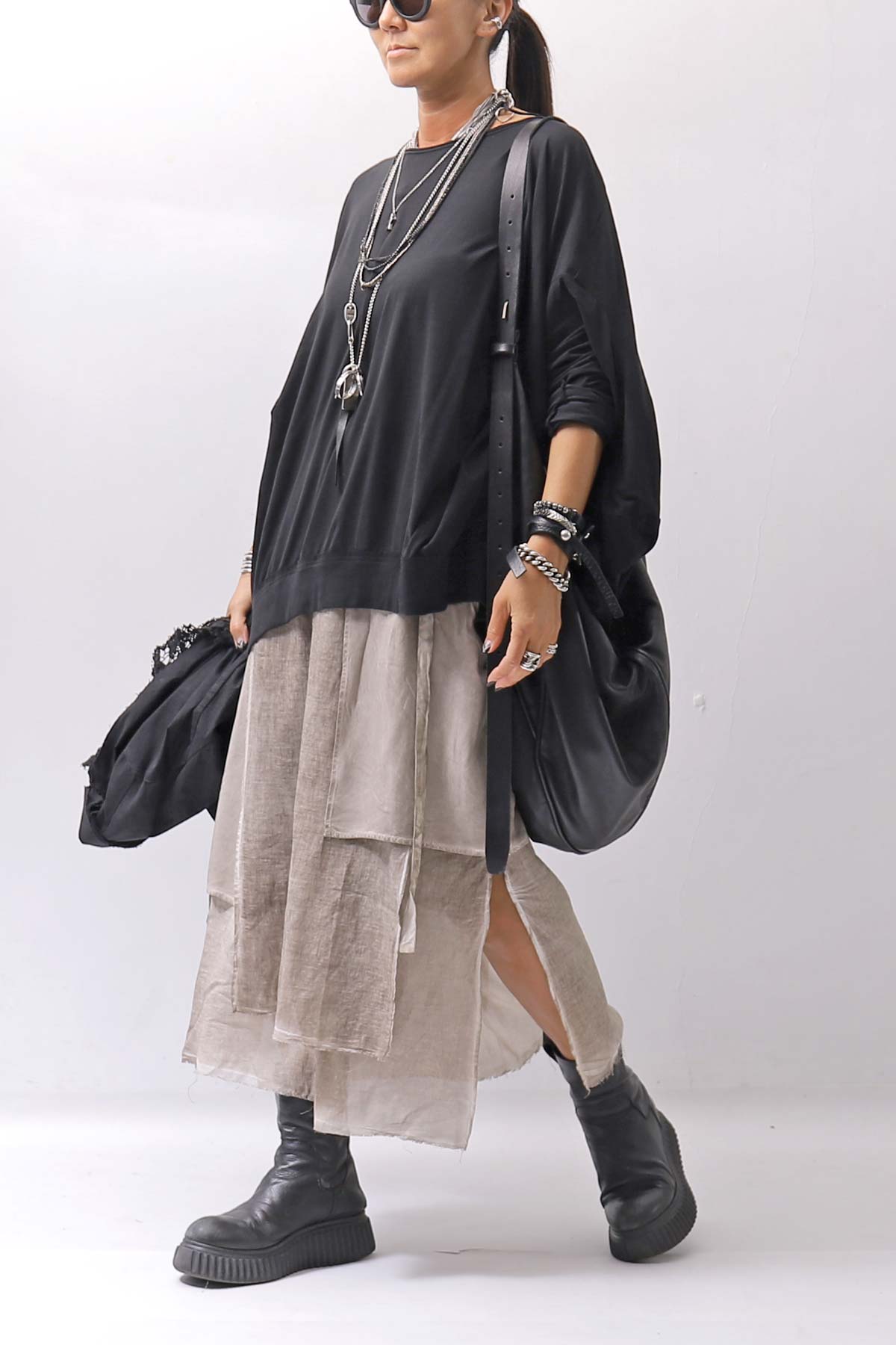 【studio b3】 ASYMMETRY LAYERED SKIRT MLB950_SAND OLD DYE