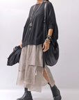 【studio b3】 ASYMMETRY LAYERED SKIRT MLB950_SAND OLD DYE