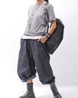 【RUNDHOLZ】 UNISEX COTTON EMBOSS PRINT EASY PANTS _BLACK POPLIN PRINT
