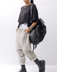 【RUNDHOLZ】 ASYMMETRY LINEN COTTON HALF-SLEEVE KNIT TOP 372 0702_BLACK