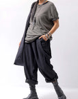 【bajra】 UNISEX LINEN SHOULDER PANTS 148QP03_BLACK