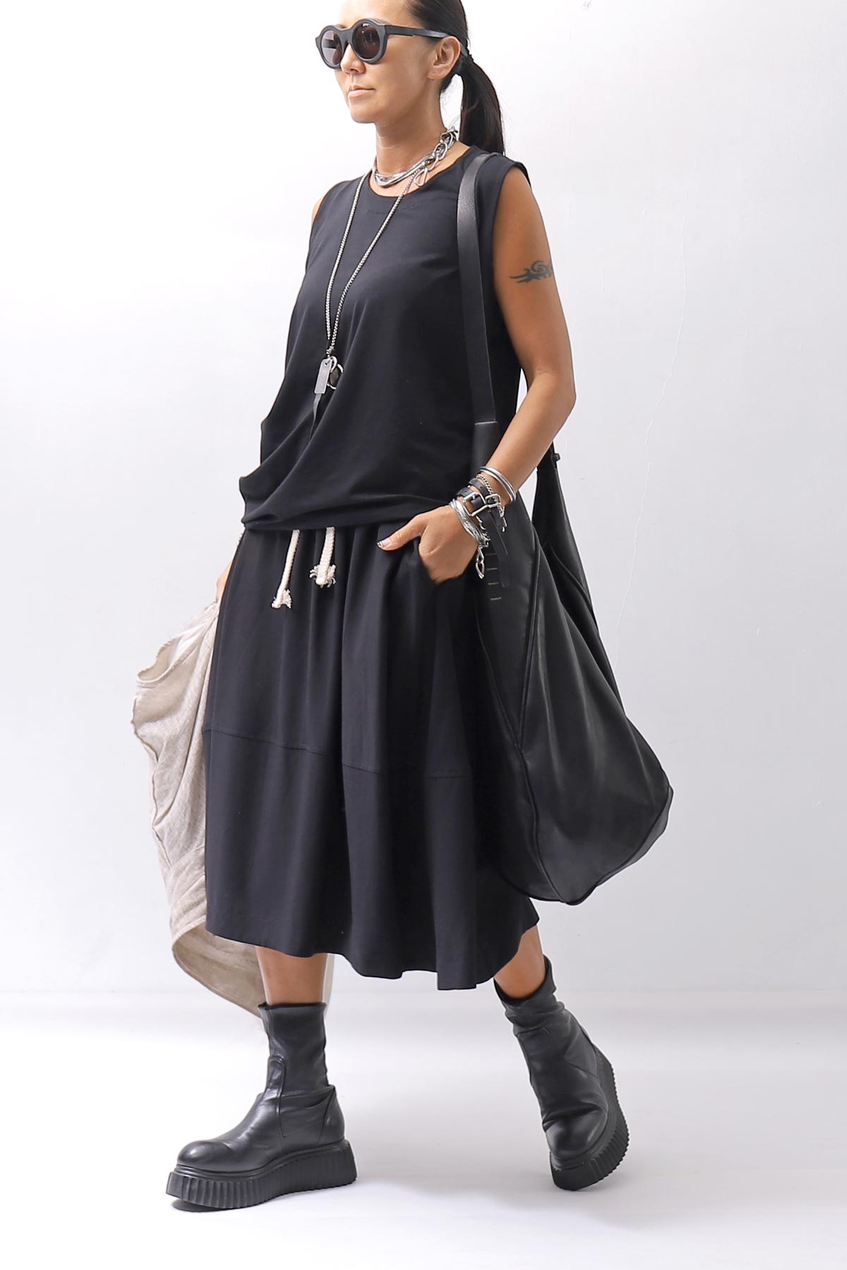 【NOSTRASANTISSIMA】 FRONT BALLOON SKIRT G145_BLACK