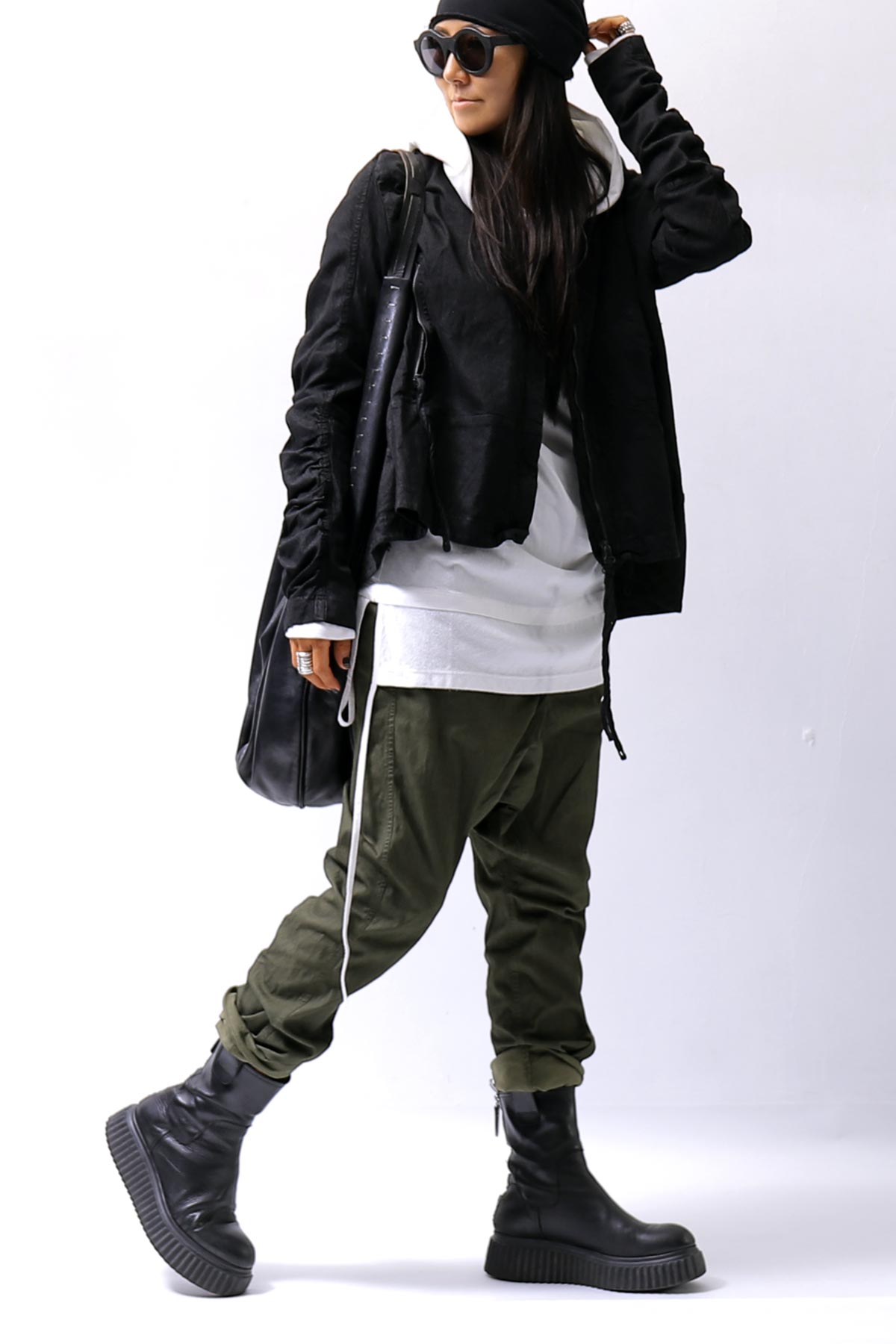 【RUNDHOLZ】 UNISEX ICONIC COTTON SARROUEL PANTS 260 0111_OLIVE CLOUD