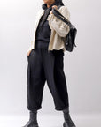 【NOSTRASANTISSIMA】 UNISEX STRETCH FRONT TUCK PANTS P118_BLACK