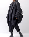 【NOSTRASANTISSIMA】 UNISEX OVERSIZED COCOON ALPACA KNIT CARDIGAN M111_BLACK