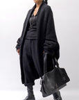 【NOSTRASANTISSIMA】 UNISEX OVERSIZED COCOON ALPACA KNIT CARDIGAN M111_BLACK