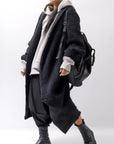 【NOSTRASANTISSIMA】 UNISEX OVERSIZED COCOON ALPACA KNIT CARDIGAN M111_BLACK