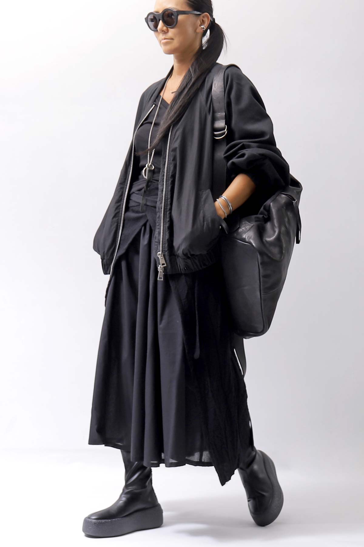 【NOSTRASANTISSIMA】 COVERED WRAP SKIRT SET G01_BLACK