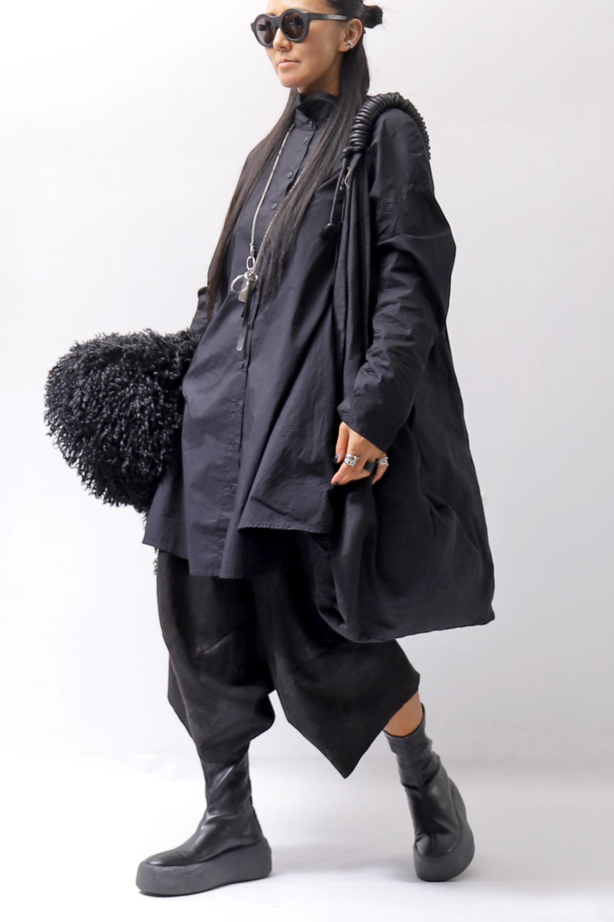 【RUNDHOLZ】 UNISEX OVERSIZE COTTON SHIRT 332 0915_BLACK