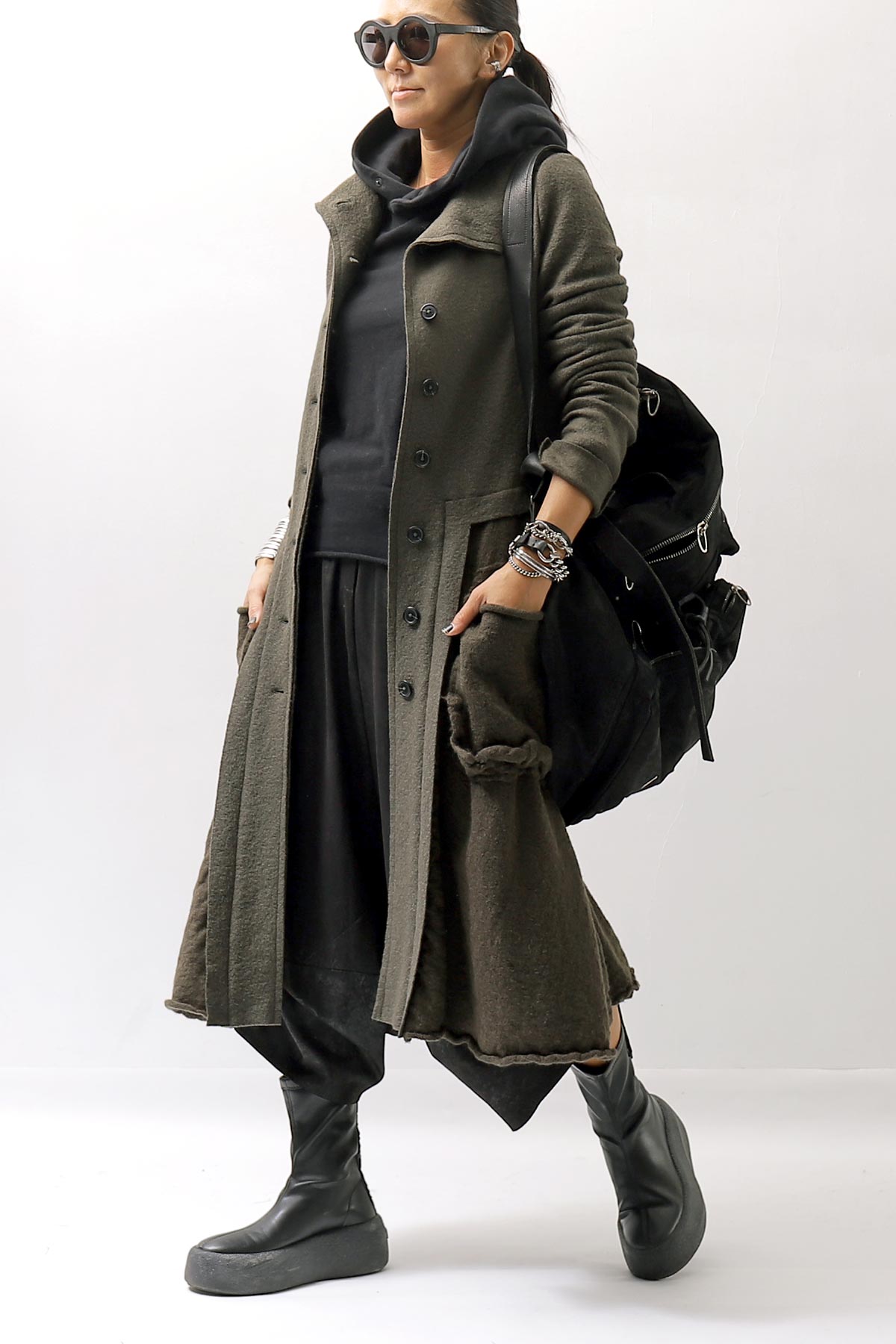 【RUNDHOLZ】 BOILED WOOL &amp; SOFT WOOL KNIT CARDIGAN COAT 388 1203_JUNGLE