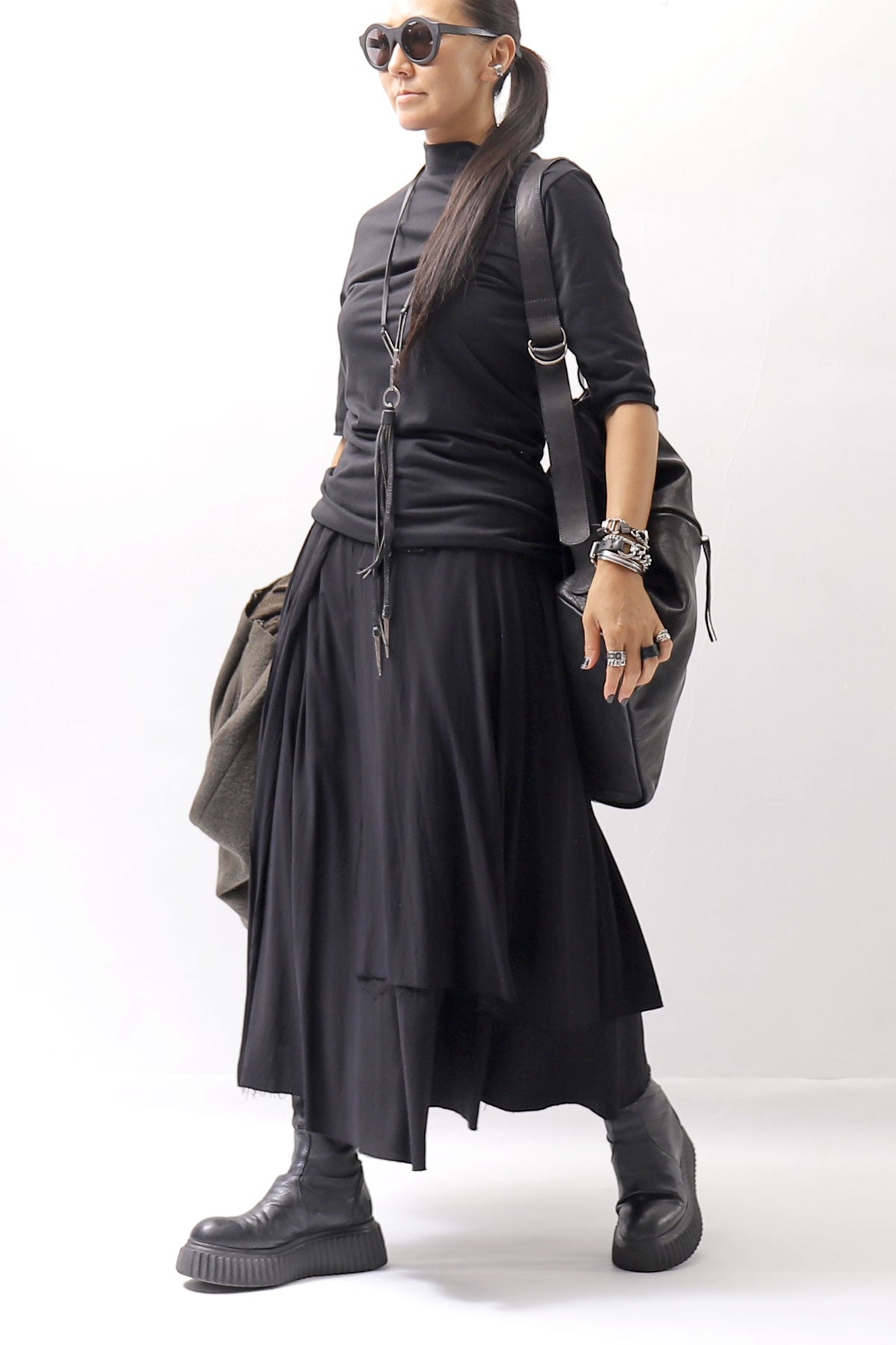 【studio b3】 WRAP LAYERED SKIRT OGB1736_BLACK