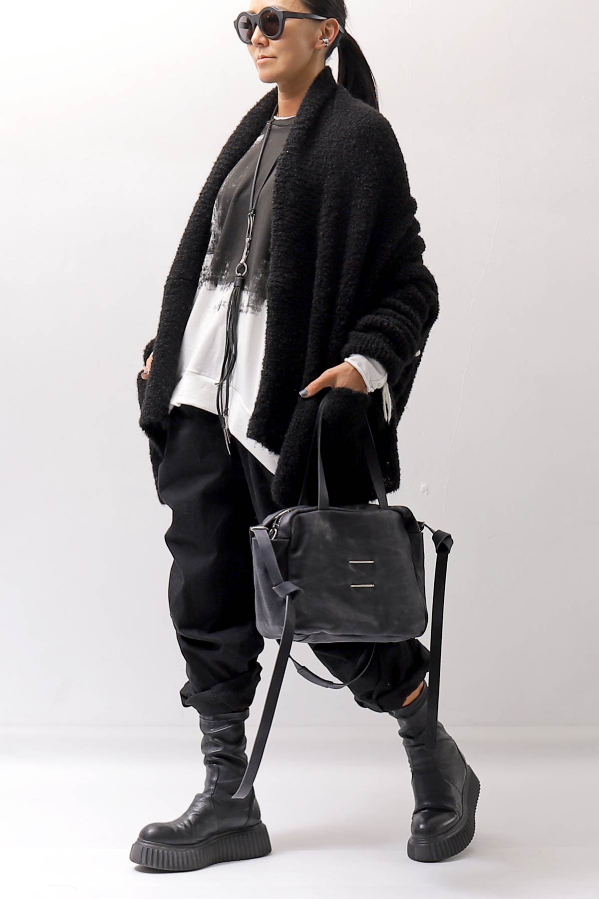 【bajra】 UNISEX BACK DRAPE&amp; PRINTED LIGHT SWEAT TOP 159QK04_WHITE PRINTED