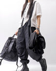 【Andrea Ya'aqov】 UNISEX 2WAY SHOULDER SALOPETTE PARACHUTE PANTS PAK71_BLACK