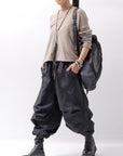 【Andrea Ya'aqov】 UNISEX 2WAY SHOULDER SALOPETTE PARACHUTE PANTS PAK71_BLACK