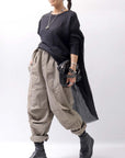 【Andrea Ya'aqov】 UNISEX 2WAY SHOULDER SALOPETTE PARACHUTE PANTS PAK71_OLIVE BEIGE