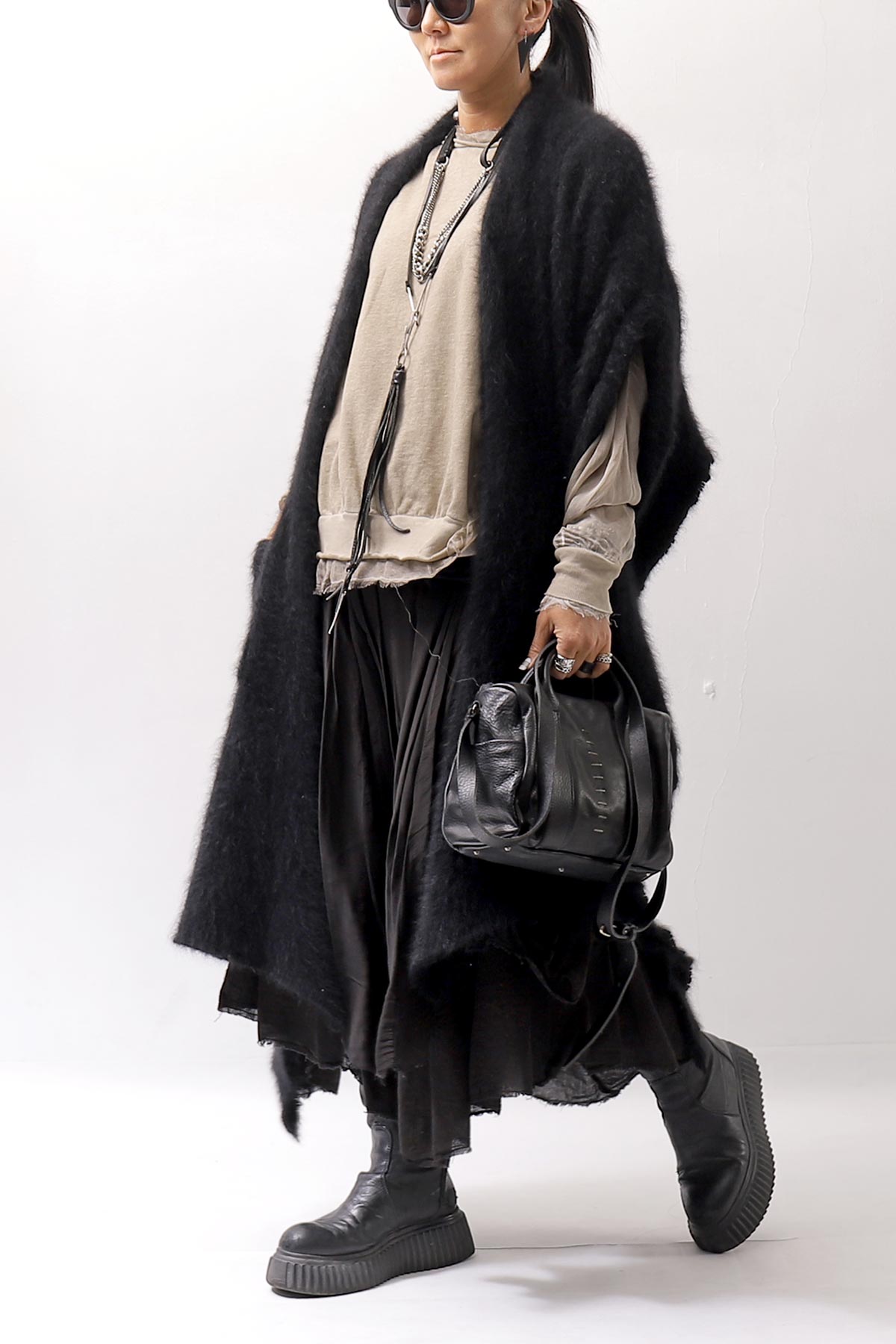 【sanctamuerte】 LAYERED ASYMMETRY SKIRT SM33_BLACK