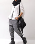 【NOSTRASANTISSIMA】 UNISEX LINEN COTTON SARROUEL PANTS P38_GREY