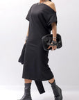 【NOSTRASANTISSIMA】 STRETCH COTTON 2WAY TOP DRESS A08_BLACK
