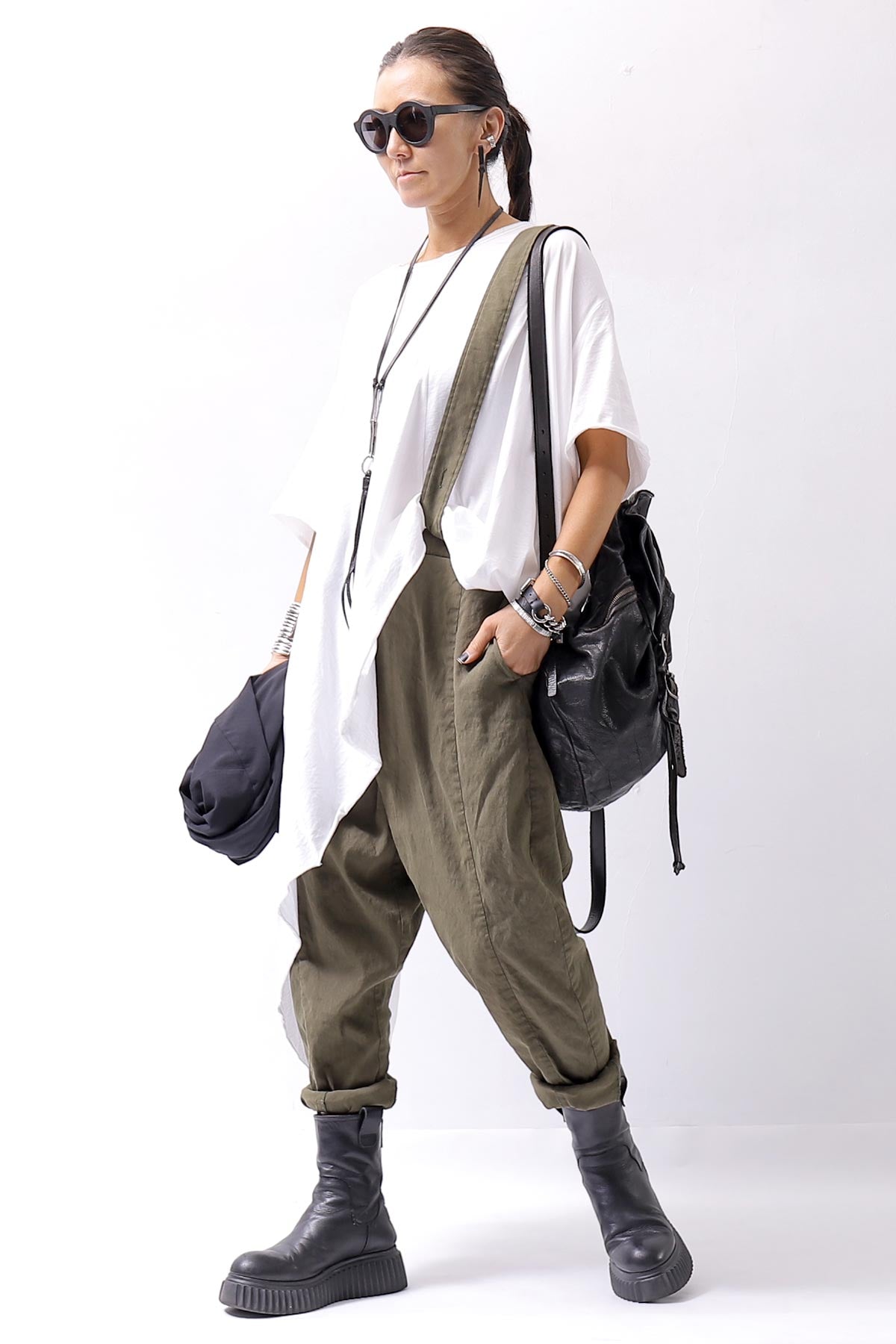 【bajra】 UNISEX FRONT FLAP STRETCH PANTS 148QP02_KHAKI