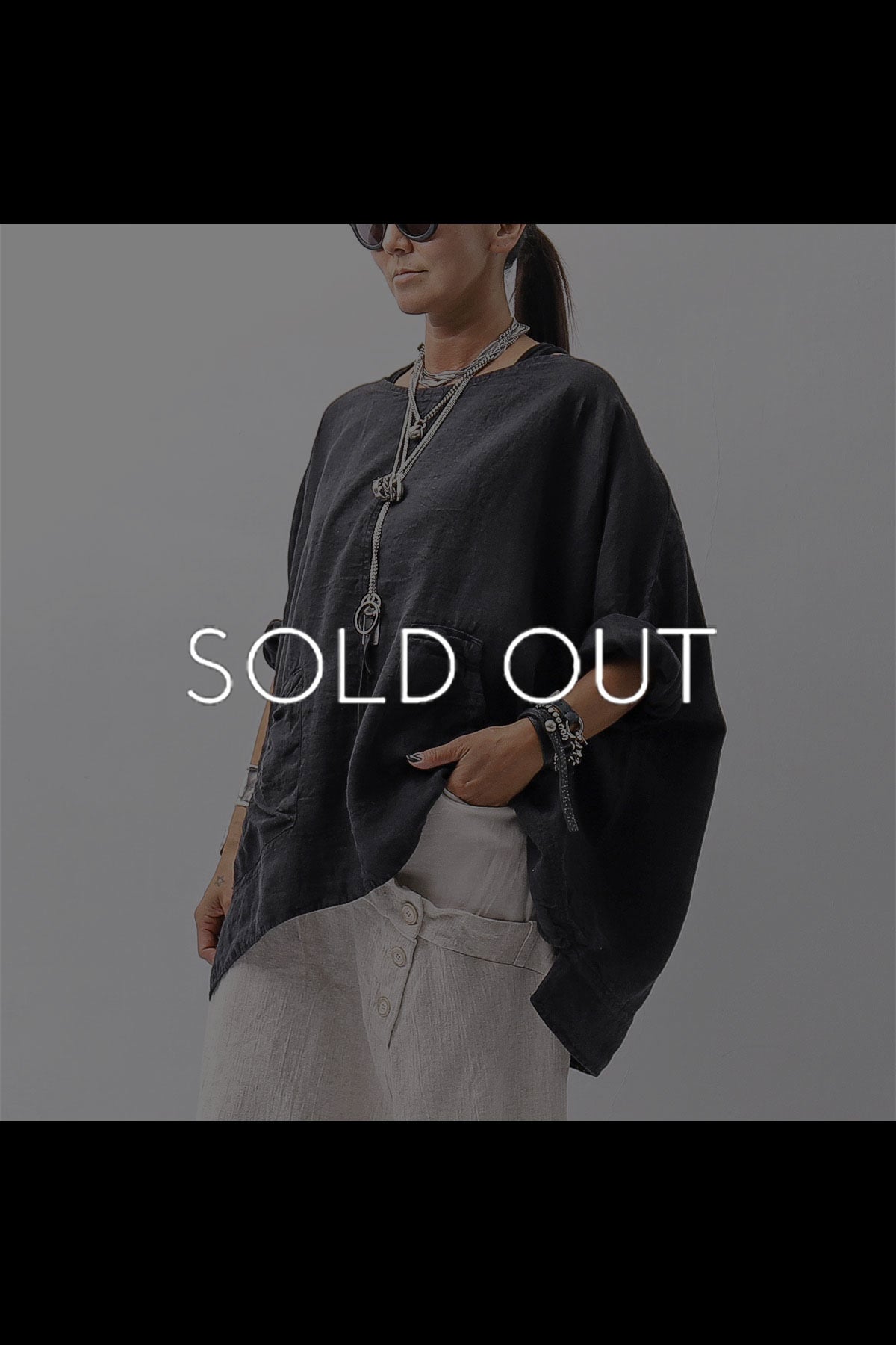 【RUNDHOLZ】 UNISEX OVERSIZED LINEN TOPS _BLACK