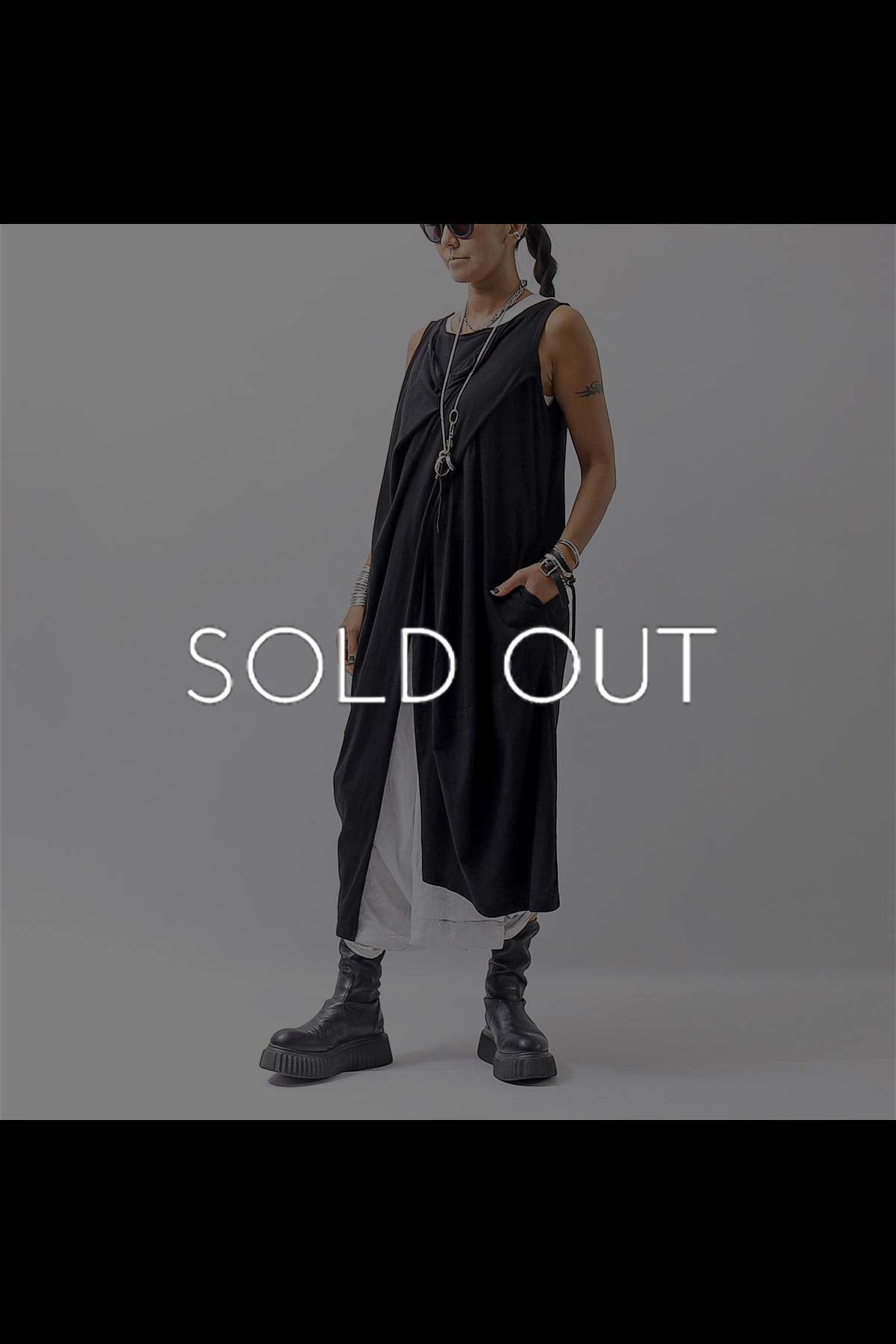 【RUNDHOLZ】 FRONT FLAP COTTON LONG TOP DRESS 337 0911_BLACK