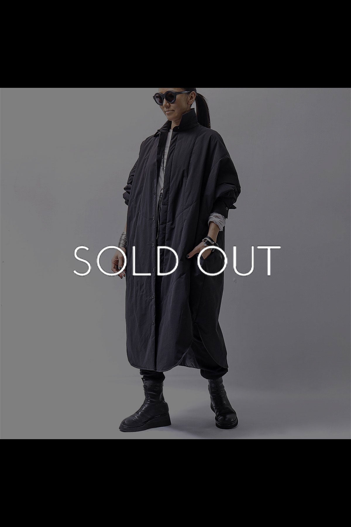 【Alès Dacchia】 UNISEX OVERSIZED LIGHT PADDED LONG SHIRT SH1099_BLACK