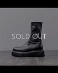【AGL】 STRETCH LEATHER SNEAKER BOOTS MIDI STRETCH