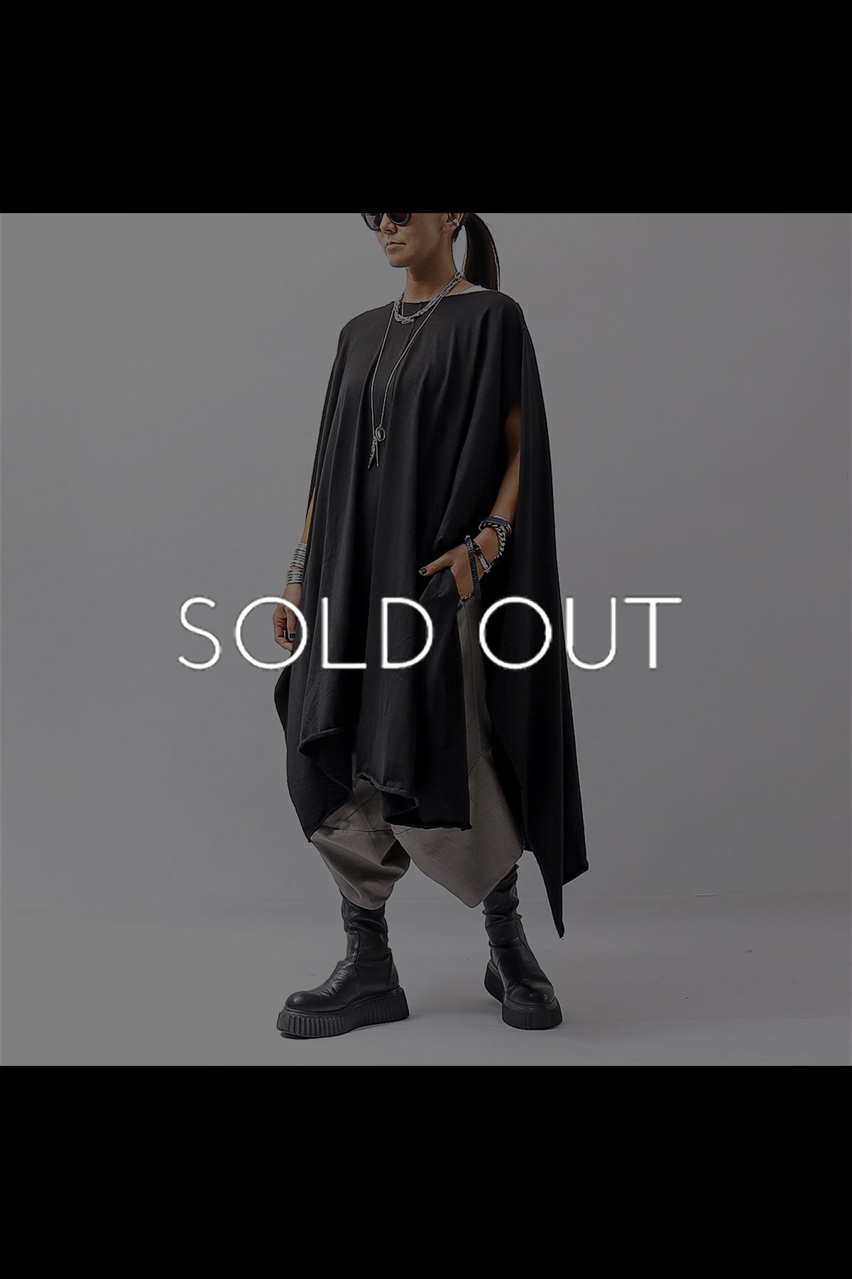 【Primordial is Primitive】 ASYMMETRY OVERSIZED COTTON LONG TOP 100RO_BLACK
