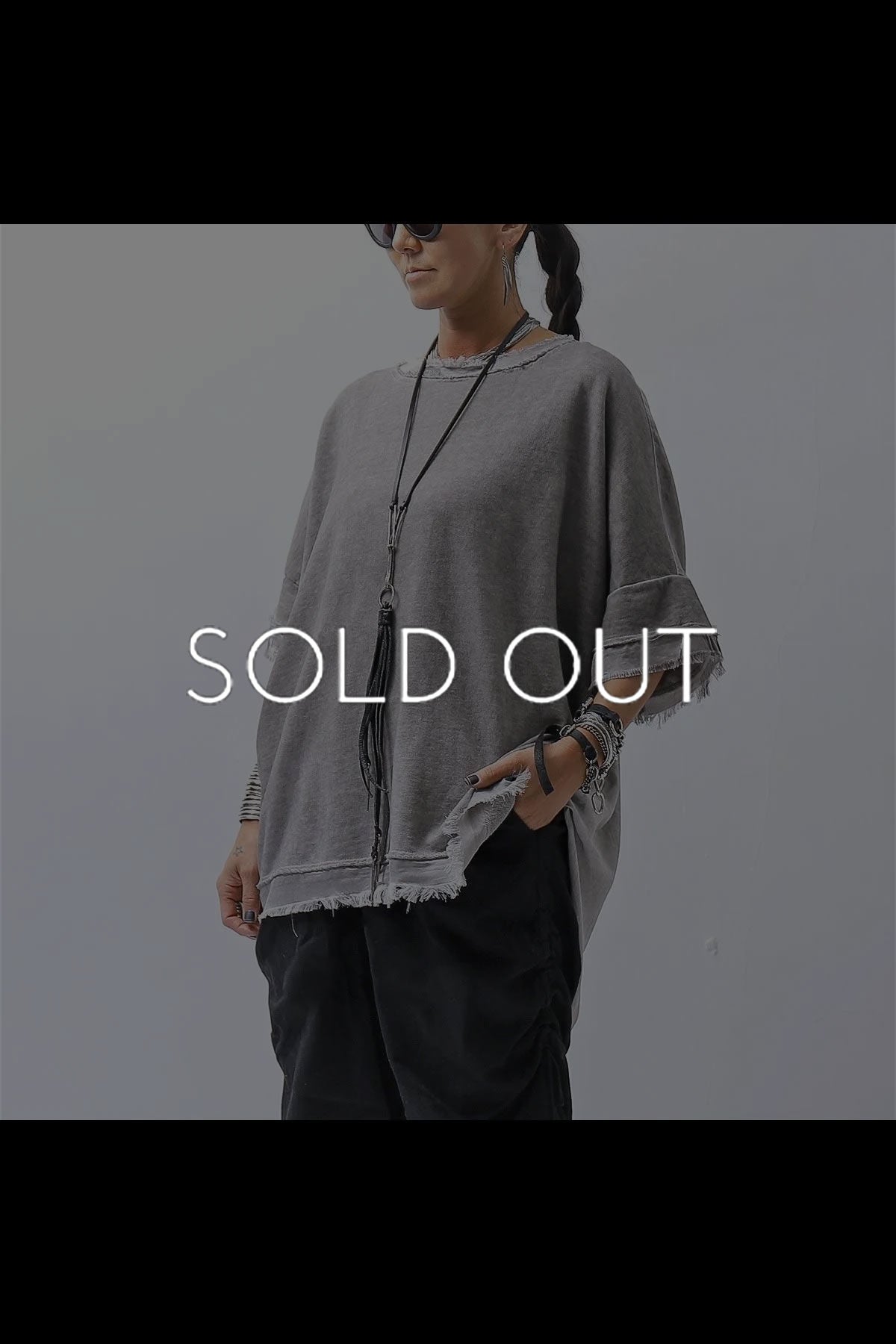 【sanctamuerte】BACK DRAPE&amp;COTTON LIGHT SWEAT TOP S04/M1_GREY