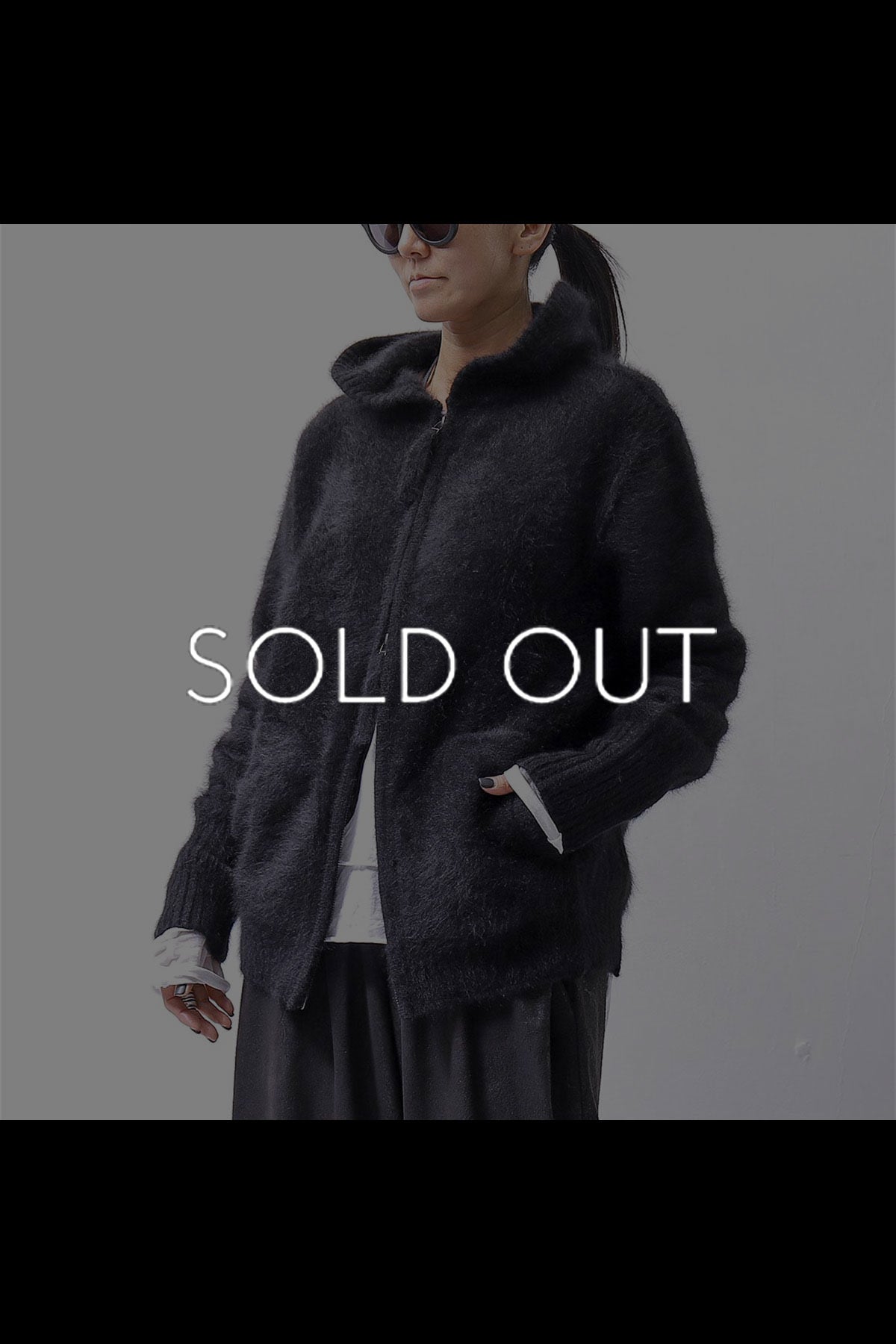 【Alès Dacchia】 UNISEX RACCOON KNIT ZIPPED HOODIE RA1050/70_BLACK